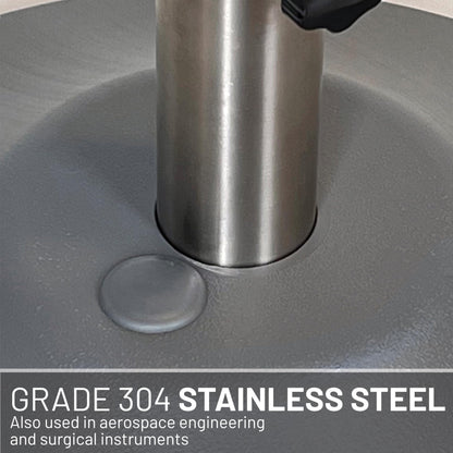 US Weight Premium Fillable Umbrella Base for Patio Table - Adjustable Umbrella Stand with Stainless Steel Stem - Made in The USA - Grey