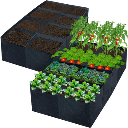 HzNzYHD 2PCS 6x3x1ft Fabric Raised Garden Bed,128 Gallon 8 Grids Rectangle Plant Grow Bags,Durable Outdoor Planter Raised Beds Pot for Growing Herbs Flowers Vegetables Potatoes Carrots