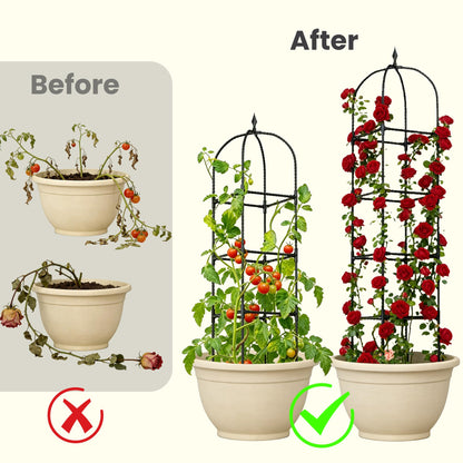 2 Pack 70.87" Garden Obelisk Trellis for Climbing Plants – Rustproof Metal Plant Tower, Pyramid Design for Roses, Clematis, Jasmine, and Vegetable Vines, Indoor & Outdoor Use, Black