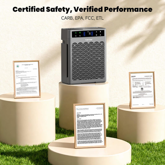 Air Purifiers for Home Large Room, Cover Up to 3000 Ft² with Air Quality Monitor and Timer, HEPA Filter Air Purifier for Bedroom with Fragrance, Air Cleaner for Dorm Room, Office - Grey