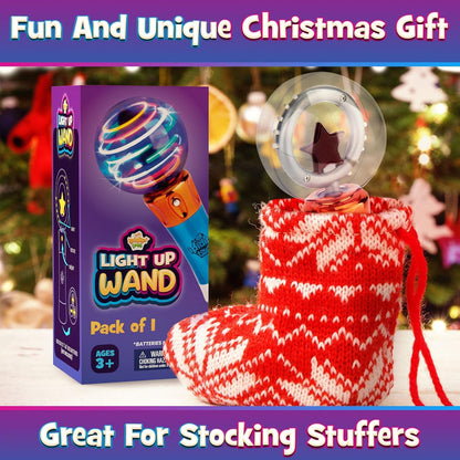 IPIDIPI TOYS Spinning Light Up LED Magic Wand for Kids - Easter Basket Stuffers Light Up Toys, Goodie Bag Filler - Ideal Gift, Birthday Party Favors for Boys & Girls