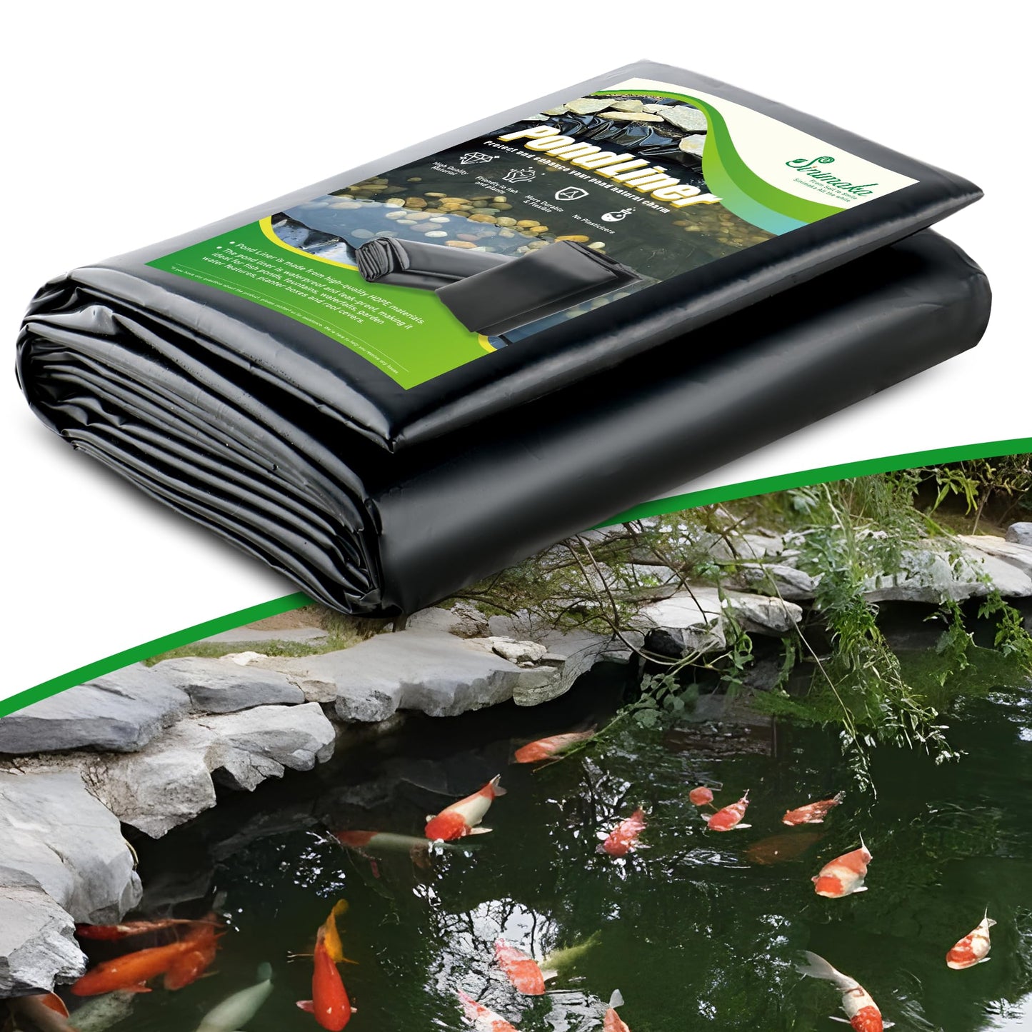 Sinimaka Pond Liner, 7 x 10 Ft HDPE Small Pond Liners for Outdoor Ponds, Pond Liners for Koi, Fish, Water Garden, Fountain, Waterfall