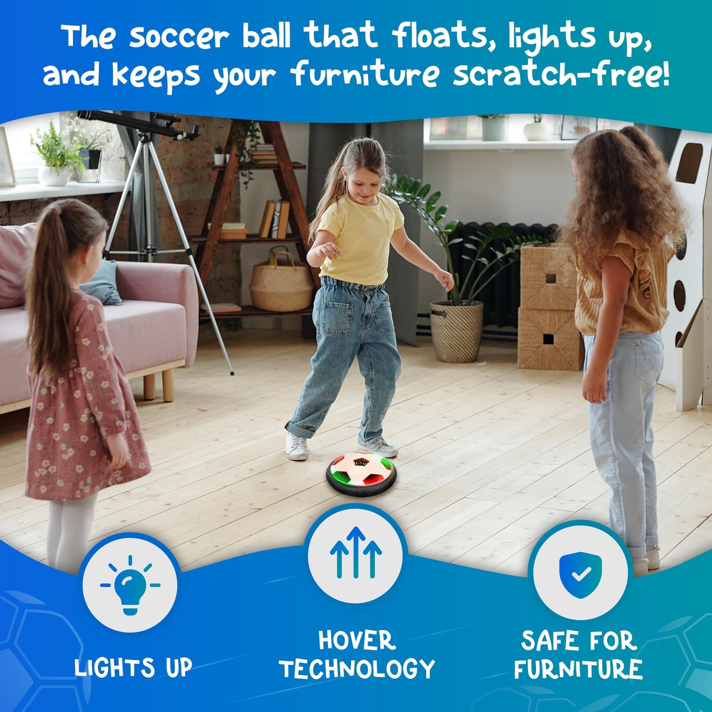 FREEZE2TRIM Magic Kick Hover Soccer Ball Indoor Kids Toys for Ages 8-13 - Light Up Soccer Ball with LED Lights & Air Cushion - Toys for Boys & Girls Ages 6-12, for 6, 7, 8, 9, 10 Year Old