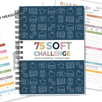 HAMIEW 75 Soft Challenge Journal - A5 Spiral 75-Day Habit Tracker Planner, 108-Page Full-Color Daily Logs, Weekly Reviews, Meal Water Workout Reading Tracker