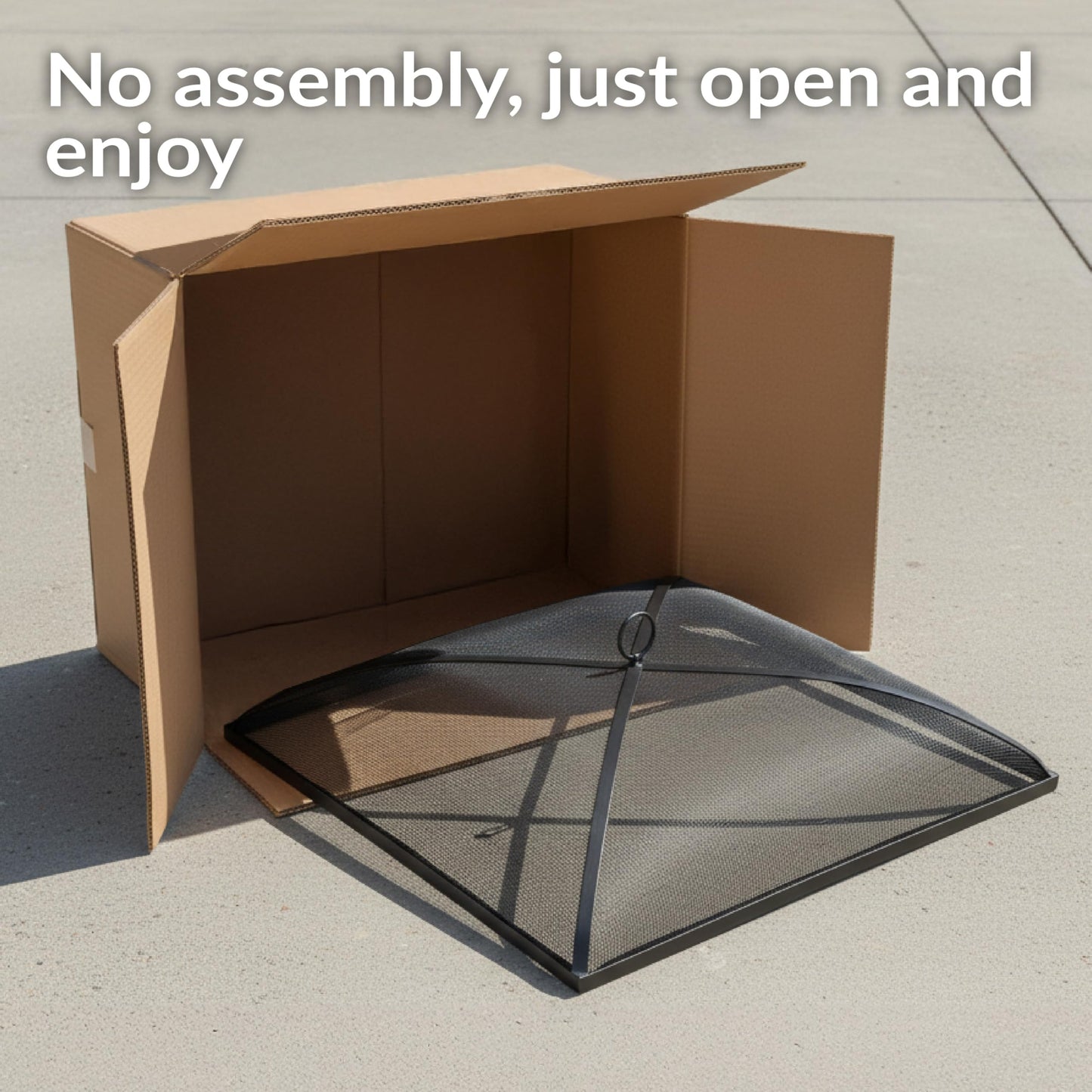 Sunnydaze Heavy-Duty Steel Mesh Fire Pit Spark Screen Cover - Outdoor Fire Pit Screen Cover - Square - Black - 24-Inch