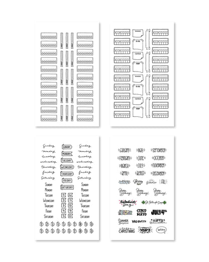 Rongrong Bullet Journal Sticker Book for Planners, Calendars, Journals and Projects – Premium Quality Hand Drawn Perfect for Adding Flair to Your Bullet Journal – Scrapbook Accessories – 24 Pages