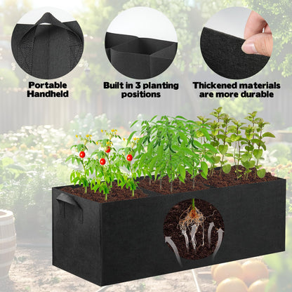 CIEOVO 4 Pack Fabric Raised Garden Bed, 22 Gallon 3 Grids Breathable Garden Growing Bags with Handle, Garden Grow Planter Bags Plant Bed for Growing Herbs Flowers and Vegetables