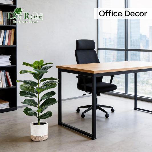 Der Rose 2 Pack 30" Artificial Fiddle Leaf Fig Tree, Mid-Size Realistic Plants Indoor & Outdoor Fake Plants for Apartment Home Living Room Office Decor