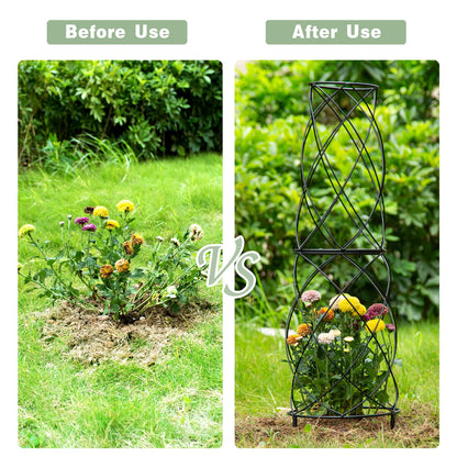 GOOOXIM 35-Inch Metal Garden Obelisk Trellis for Indoor & Outdoor Plants – Durable, Weather-Resistant Support for Climbing Vines, Roses, and Flowering Bushes – Decorative Potted Plant Structure