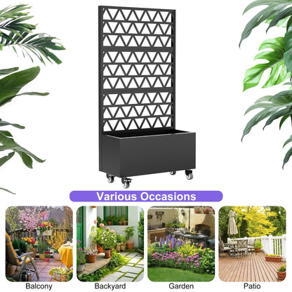 espidoo Mobile Planter with Trellis - 72 Inch Tall Metal Garden Planter Box with Wheels & Climbing Grid - Tool-Free Assembly Outdoor Plant Stand for Balcony Patio & Small Space Gardening