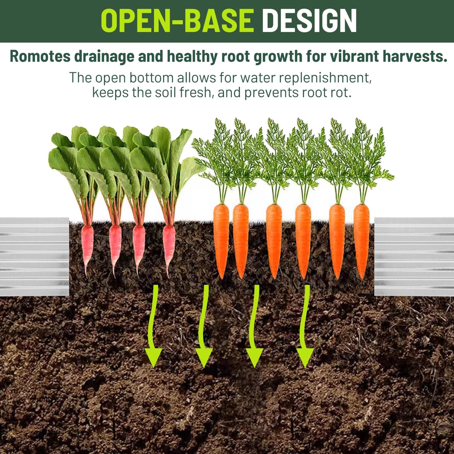 Bujijun 2 Pack 6x1.5x1FT Galvanized Metal Raised Garden Bed Kit for Vegetables, Herbs, Open-Bottom Large Capacity Outdoor Planter Box Gardening Stakes, Silver