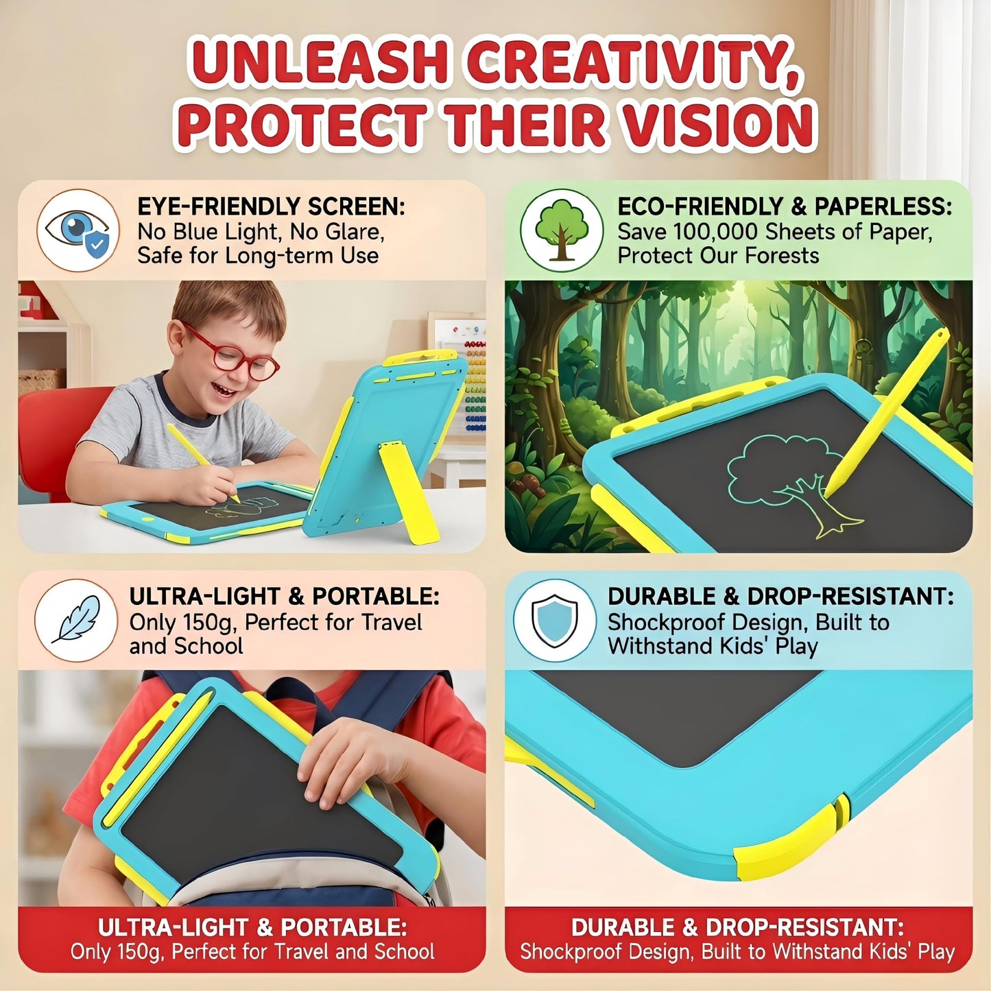 2Pack LCD Writing Tablet for Kids with Stander, 8.5 Inch Colorful Drawing Board Tablet, Educational Toddlers Toys, Kids Travel Games, Learning Toys Birthday Gifts for 3-8 Year Old Boys Girls