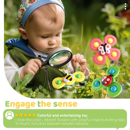 ALASOU 6 PCS Suction Cup Rotating Toys(3 Farm+3 Unicorn) for Infant and Toddlers