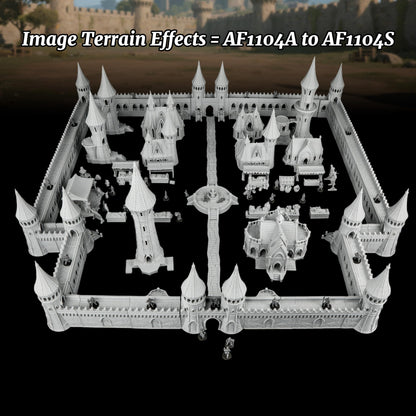 TTRPG Scenery Modular Epic Fortress - 25mm Scale Unpainted Dungeon Walls & Defense Towers, Massive RPG Terrain Set for Dungeon Masters & Wargame - City Walls Set (AF1104 A)