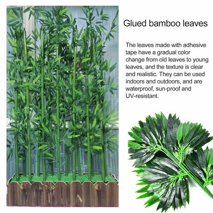 Artificial Bamboo Plant Balcony Privacy Screen Indoor Space Divider Plants Privacy Fence for Outdoor Garden Terrace Courtyard Entrance(100cm/3.3ft)