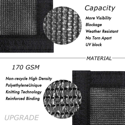 UPGRADE Privacy Screen 6' x 50' Fence Commercial Shade Cover with Brass Grommets Heavy Duty Perfect for Outdoor Back Yard, Black, Customizable