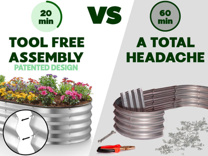 Plant & Plot Galvanized Raised Garden Beds Outdoor // 6×3×1 ft (2-Pack) Planter Raised Beds for Gardening, Vegetables, Flowers // Large Metal Garden Box // Patented Tool-Free Design (Silver)