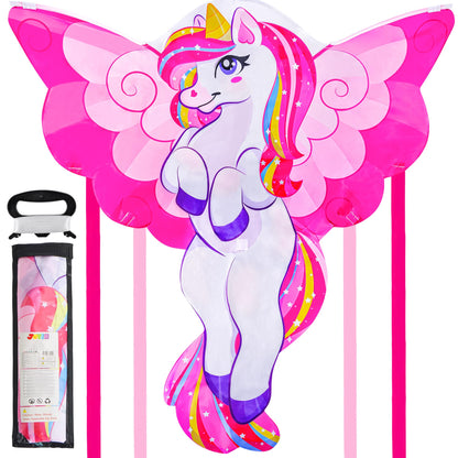 JOYIN 43.3'' Giant Unicorn Kite Easy to Fly for Kids and Adults with 262.5 ft String, Large Beach Kite for Outdoor Games and Activities