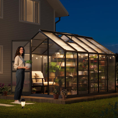 Garvee Greenhouse, 6×10FT Greenhouses for Outside, Walk-in Green House with Ground Nails and Vent Windows, Sliding Lockable Door, Polycarbonate Green House for Outside Garden Backyard, Quick Setup