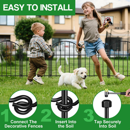 10 Pack Decorative Garden Fence Animal Barrier Fence, 17 in x 10 ft Rustproof Metal No Dig Fence Panels, Arched Small Garden Fence Barrier for Dog Rabbit Flower Bed Edging Yard Ground Patio Defense