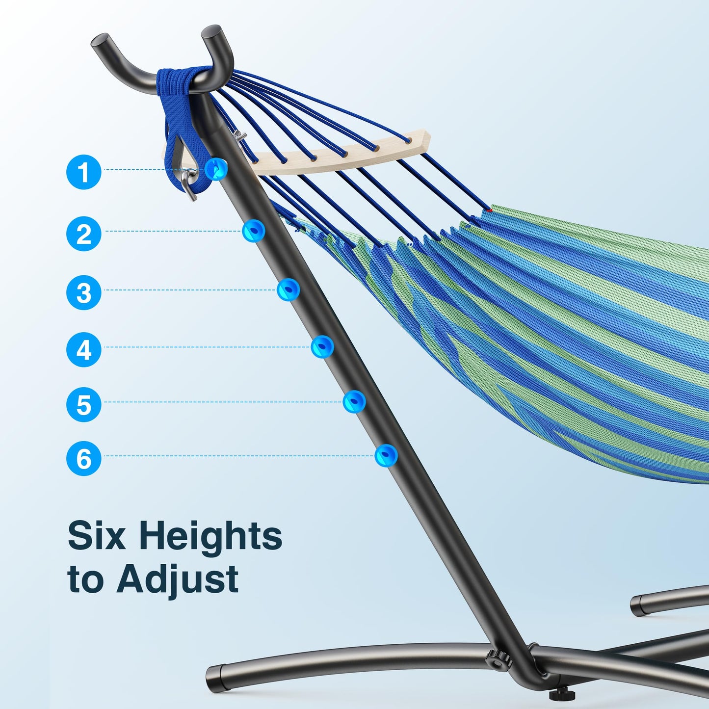 ANAGOO Double Hammock, Heavy Duty Portable, 500 lb Weight Capacity, Perfect for Both Indoors and Outdoors, 2 Person Hammock with Carrying Bag, Wide Blue