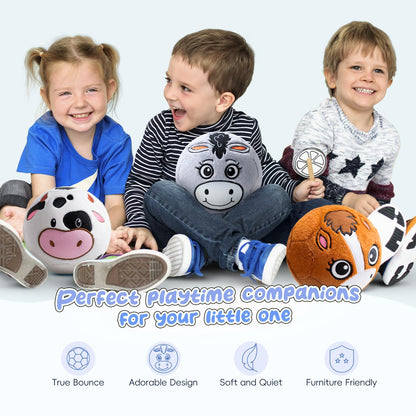 VangeBow Silent Indoor Soccer Balls for Toddlers 1-3, Inflatable Soft Plush Baby Toddler Soccer Ball Toys Gifts for 1 2 3 4 5 Year Old Boy Girl First Birthday Gift (Donkey, Pump Include)