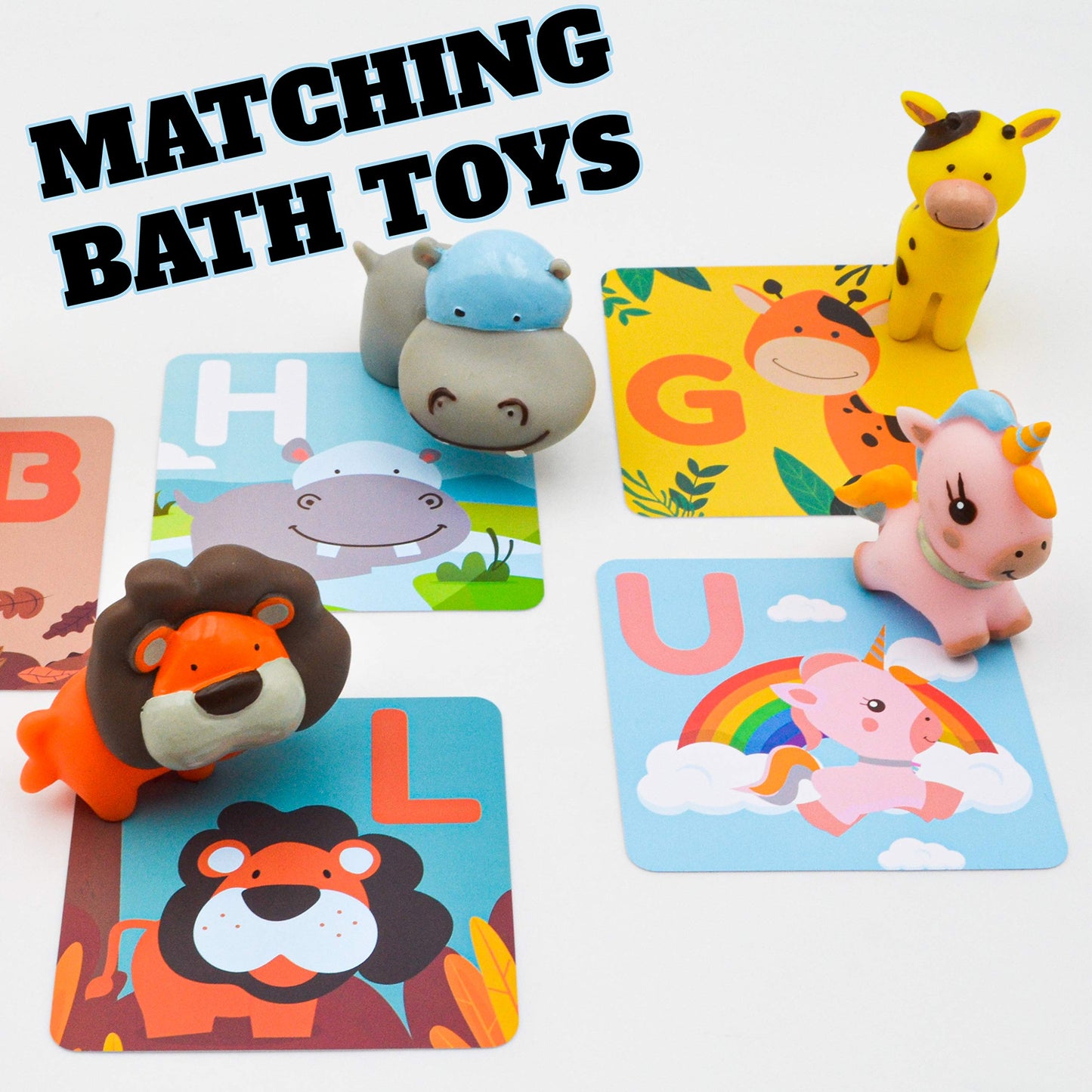 SplashEZ Bath Toys Flash Cards for Toddlers, 26 Alphabet Letters & Animal Words, Baby Bath Books, Waterproof - ABC for Preschool & Kindergarten, ABCs Toddler Toys - Letter Picture Recognition