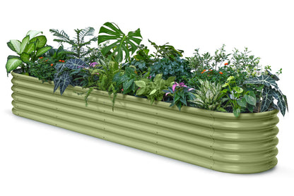 Annoell Galvanized Raised Garden Bed 8x4x1.5 ft, 18" Tall Metal Planter for Outdoor Plants Vegetable Herb Leafy Green, Modular Raised Flower Bed with Rust Resistant Coating - Moss Green