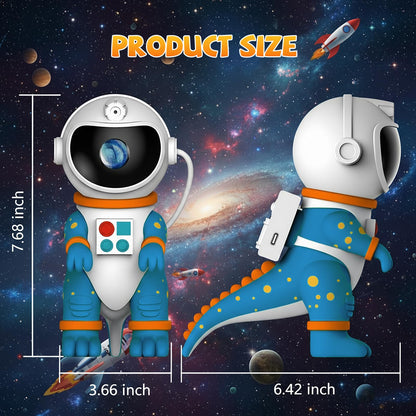 LUCYLANKER Dinosaur Astronaut Galaxy Star Projector Night Light, 8 in 1 LED Space Planetarium Lamp, 360° Rotating with Remote & Timer, Kids Adults Bedroom Decor, Christmas Birthday Gifts (Blue)