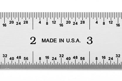 PEC Tools Rigid Metal Ruler, 12"/300mm High-Precision Steel Rule with Satin Chrome Finish, English & Metric Graduation (1/32", 1/64", 0.5mm, 1.0mm), Fully Hardened and Tempered, Made in USA