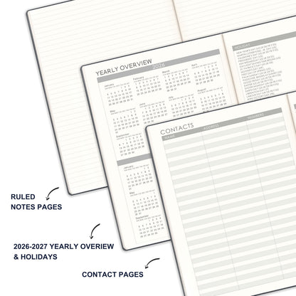 Planner 2026-2027 - Planner Weekly and Monthly 2026-2027, Jul 2026 - Jun. 2027, 8.5" x 11", Academic Calendar, Leather Cover Planners with Thick Paper, Back Pocket with Notes Pages - Grey