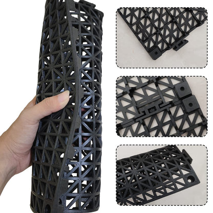 Jaderlu 12 Pack Modular Interlocking Cushion 11.6" x 11.6" Rubber Mat Floor Tile Mats Drain Pool Patio Balcony Yard Pet Area Washer Pad(Black)