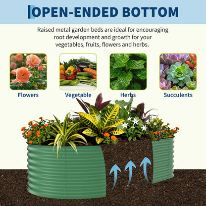 Garvee 2 Pack 10x4x1.5ft Galvanized Raised Garden Bed Kit, Oval Metal Planter Boxes with Anti-Cut Safety Edges, Rust-Resistant Deep Root Planters for Outdoor Vegetables, Flowers, Herbs, Green