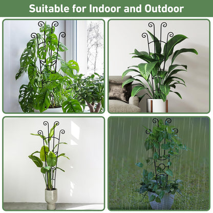 Xeeol 32.6in Plant Trellis for Climbing Plants Indoor Outdoor, Expandable Large Metal Garden Trellis for Potted Plants, Heavy-Duty Tall Pothos Plant Climber Support for Ivy Pothos Hoya Monstera, 2P