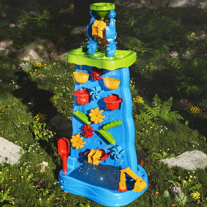 Water Table for Toddlers 1-3 Kids Ages 4-8, Double-Sided Waterfall Discovery Wall with Rich Activity Set, Summer Kids Outdoor Beach Sand Water Play Table Toys, Birthday Gifts for Boys Girls 18M+