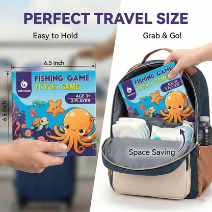 TRAVOFUN Magnetic Fishing Game Book - Travel Toys for Toddlers 3-5 - Car Road Trip Essentials & Airplane Activities for Kids - Montessori Learning Gift with 2 Poles & 27 Ocean Fish (Quiet & Portable)