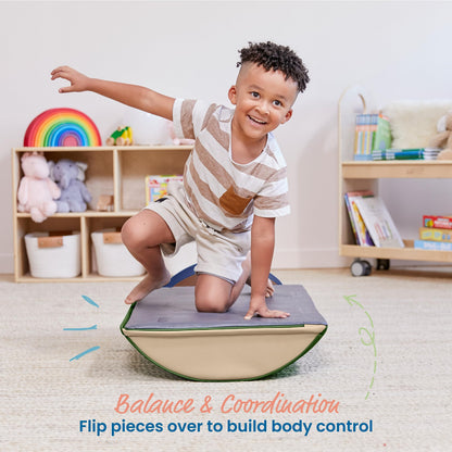 ECR4Kids SoftZone Colorful Log Climber Balance Builders, Beginner Playset, Earthtone, 3-Piece