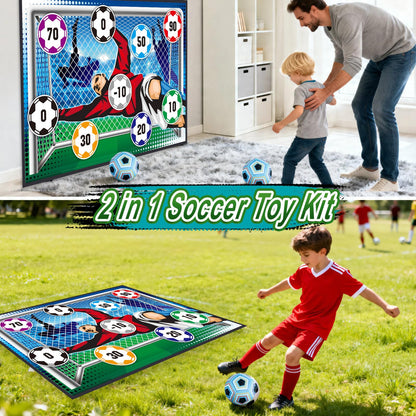 Soccer Ball Game Set for Kids: Indoor Outdoor Backyard Toss Soccer Goal Game with Balls - Sports Soccer Toys for Kids Boys for 3 4 5 6 7 8 Year Old - Birthday Gifts for Boys Girls Age 3-12