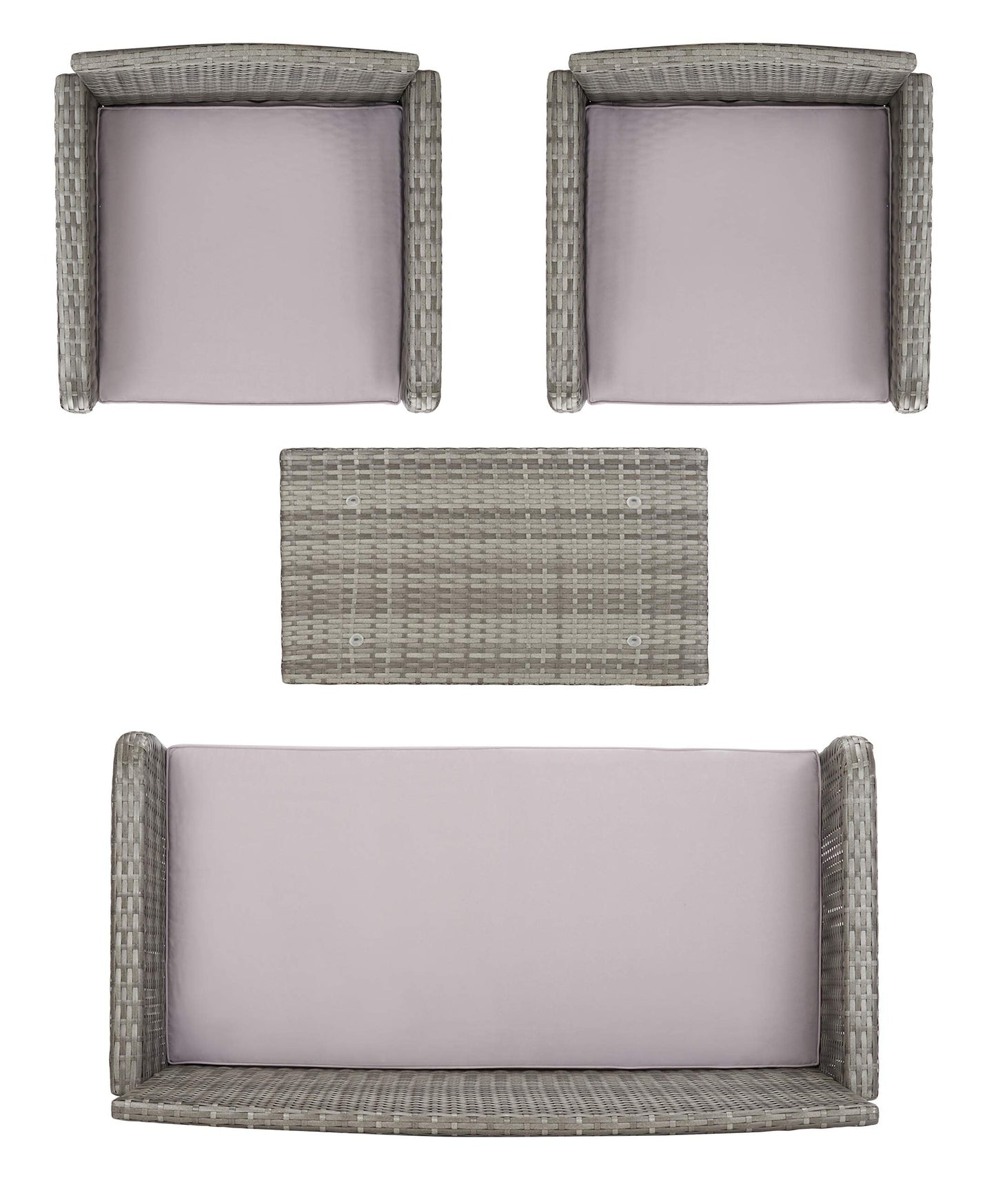 SAFAVIEH PAT7505B Collection Aboka Grey 4-Piece Outdoor Living Patio Set
