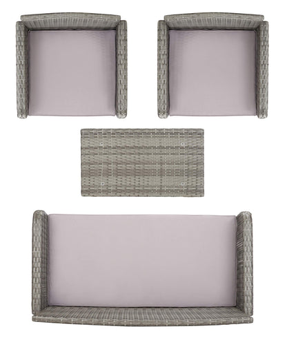 SAFAVIEH PAT7505B Collection Aboka Grey 4-Piece Outdoor Living Patio Set