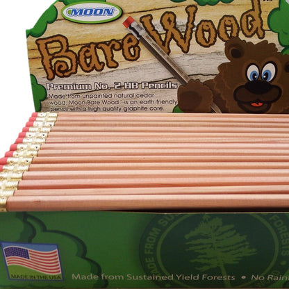 Moon Products Bare Wood Natural Premium Pencils Number 2 HB (144 pencils)