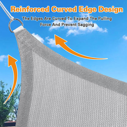 Artpuch 12'X12'X17' Curved Triangle Sun Shade Sail UV Block Mesh 185 GSM Commercial Sliver Grey Outdoor Shade Cover for Backyard, Pergola (Customizable Sizes)
