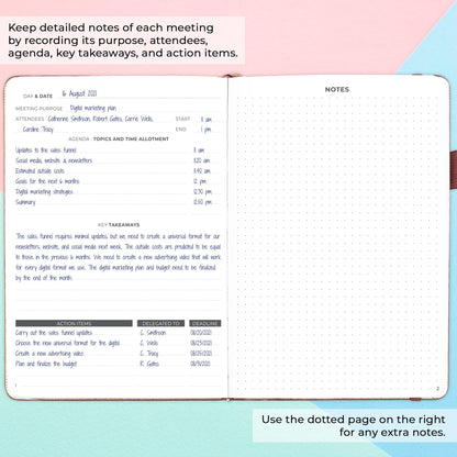 Clever Fox Meeting Notebook – Work & Business Organizer with Notes & Action Items – Notepad for Project Management & Meetings, A5 (Rose Gold)