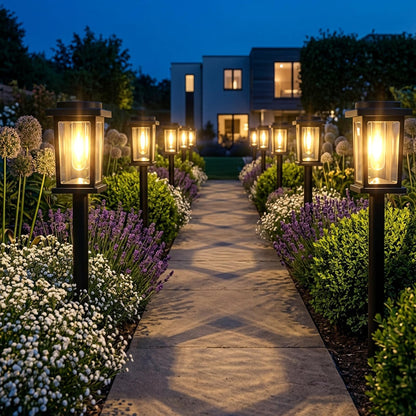 Melunar Solar Pathway Lights Outdoor, 8 Pack Solar Powered Garden Lights Waterproof, Auto On/Off Outdoor Landscape Lights for Patio, Walkway, Driveway, Lawn, Pool Decor. (Warm White)