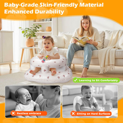 Inflatable Baby Seat for Babies 3–36 Months, Aloxina Sit Me Up Floor Chair with Built-in Air Pump, Extra-Wide Base & Anti-Tip Support, Infant Chair for Sitting & Feeding – Bear