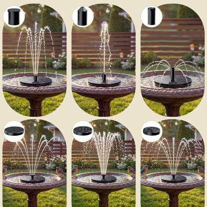 AISITIN Solar Fountain, Solar Bird Bath Fountains Pump with 6 Nozzles, 2026 Upgraded Free Standing Floating Solar Powered Water Fountain Pump for Bird Bath, Garden, Pond, Pool and Outdoor