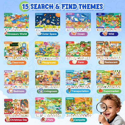 JoyCat Search and Find Activity Books, Preschool Learning Game Activities for Toddlers & Kids Ages 3-5, Travel Toys for Road Trip Car Airplane, Birthday Gifts for Girls and Boys 4-8