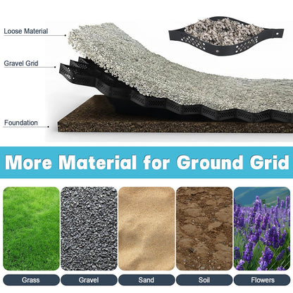 Gravel Grid 33ft X 4ft, 2'' Depth Gravel Stabilizer Grid for Pavers Base, Geogrid 1900 Lbs/Sq Ft Load with 40 Geocell Accessories & Gloves for Driveway Parking Ground Walkway Dirt Locker Slope