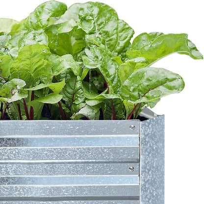 FOYUEE Galvanized Raised Garden Beds 3-Pack (8x4x1ft Each) – Overlapping 4-Inch Panels with Two-Row Screws, Heavy-Duty Metal Planter Box for Vegetables, Herbs, Flowers, Large Garden Kit