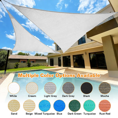 Artpuch 12'X12'X17' Curved Triangle Sun Shade Sail UV Block Mesh 185 GSM Commercial Sliver Grey Outdoor Shade Cover for Backyard, Pergola (Customizable Sizes)